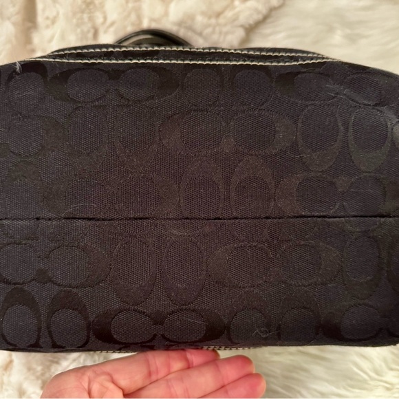 Coach Black Leather Tote with Contrast Stitching - Picture 7 of 11